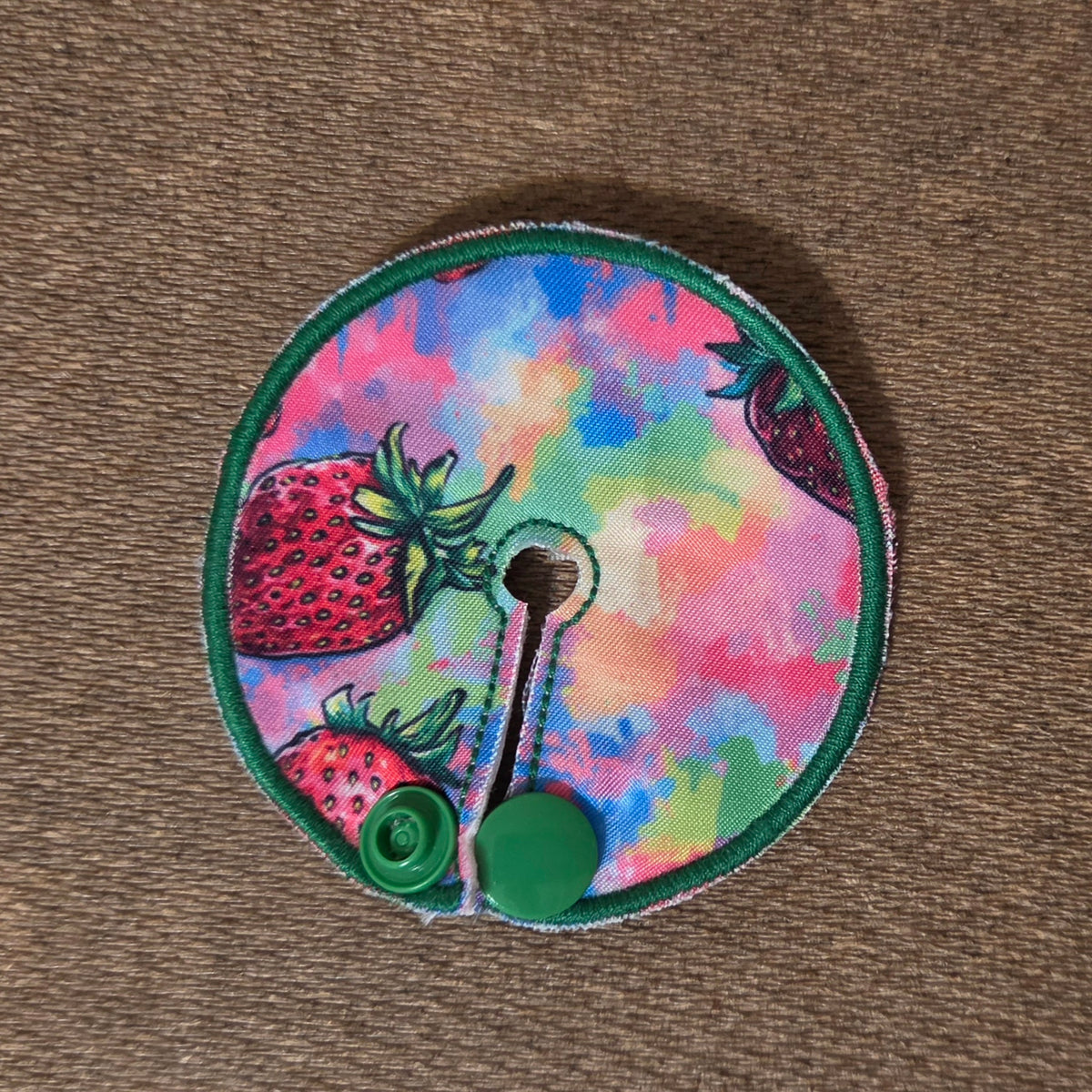 Mini size gtube pad with strawberries on a multicolor watercolor background