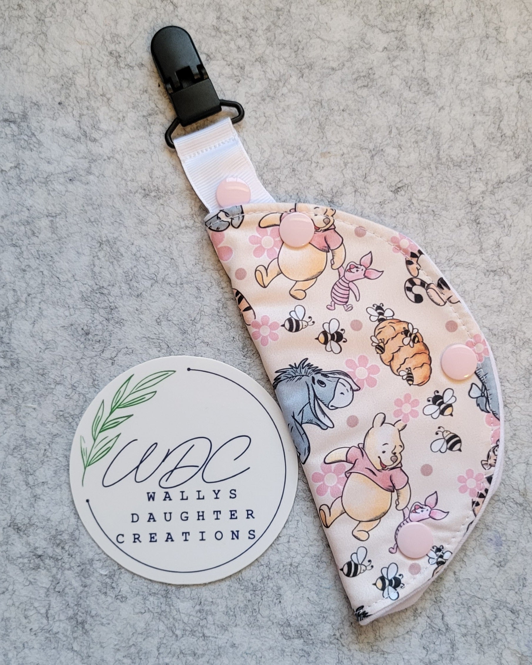 Pink 100 Acre Woods Clip on feeding tube port cover