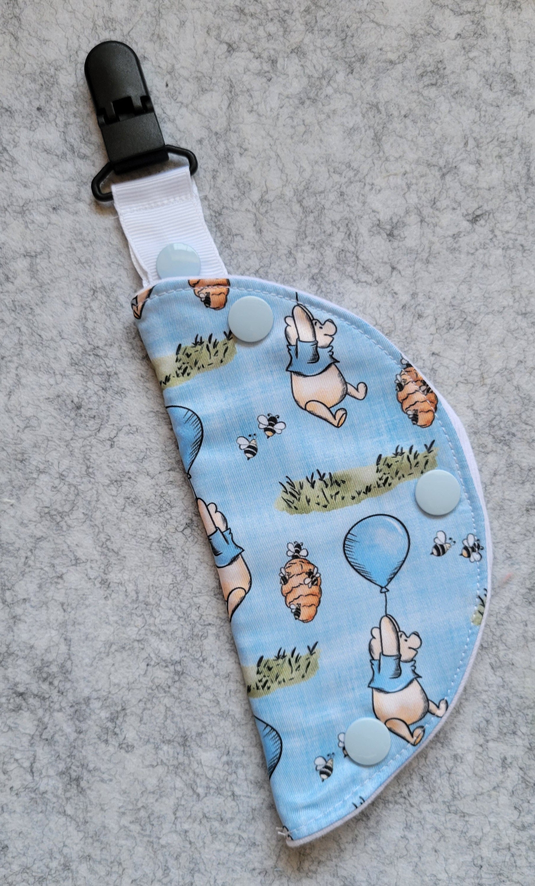 Blue 100 Acre Woods Clip on feeding tube port cover