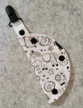 Clip on port cover in black and white farm print