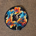 gtube pad with neon 'chu character with clouds background