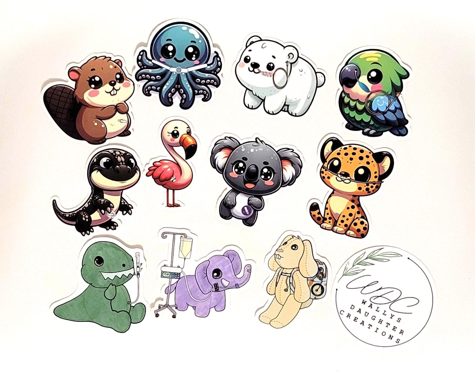 Collection of cute animal illustrations on a light background