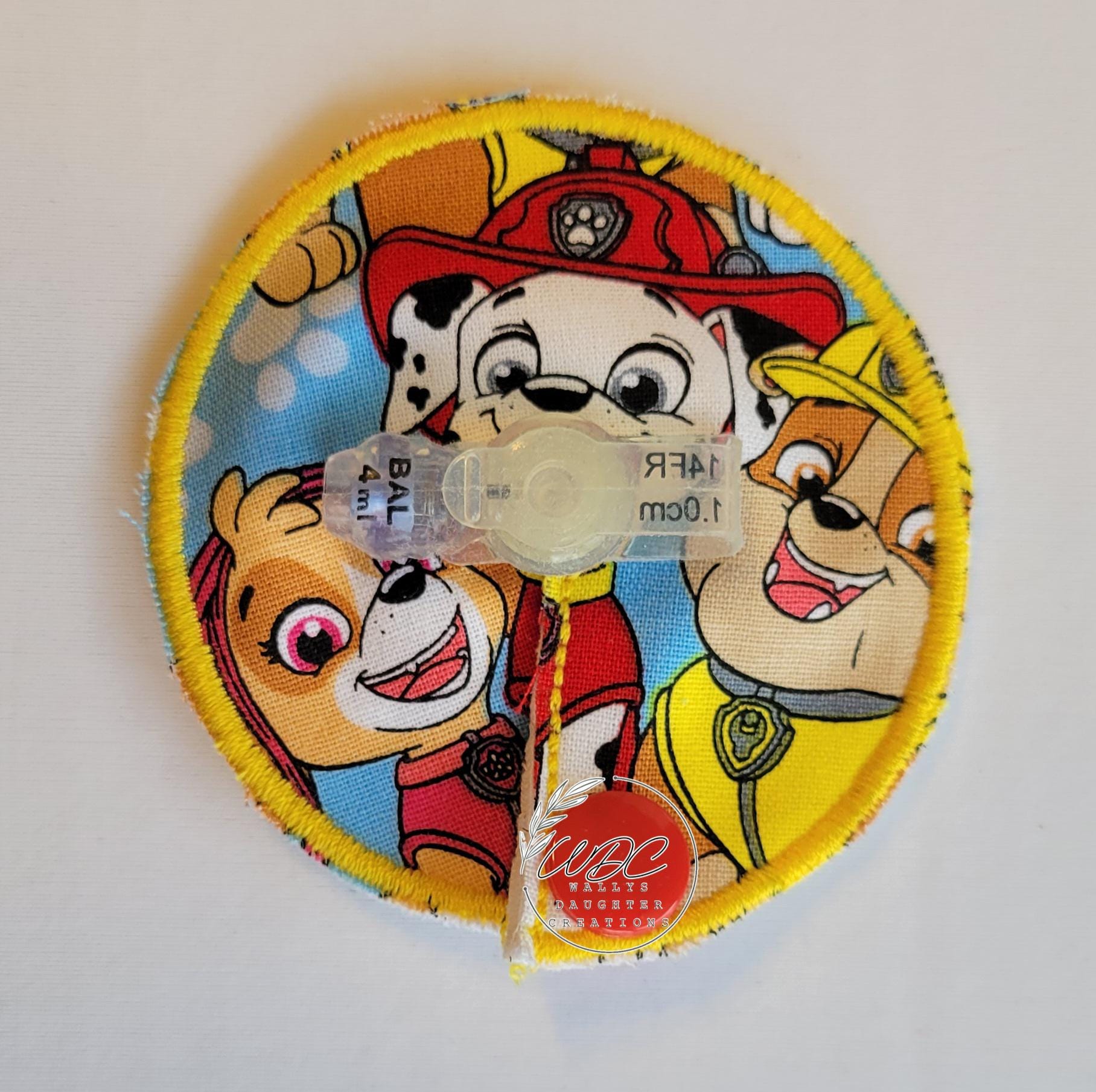 dog character gtube pad in yellow thread