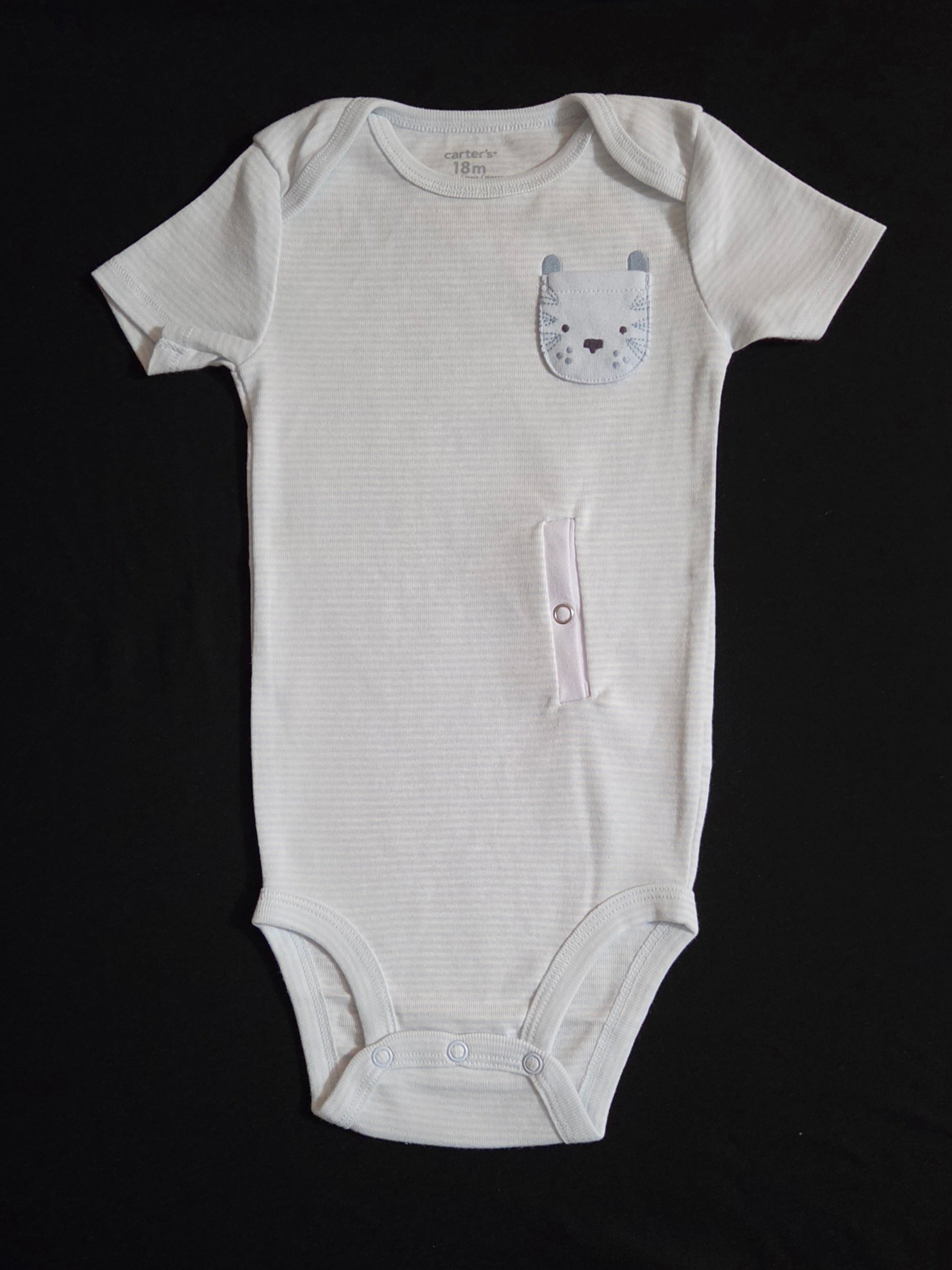 Gtube adapted bodysuit with blue stripe and tiger pocket
