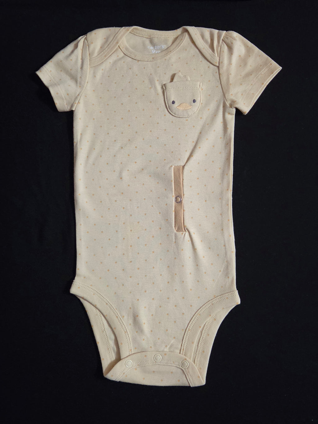 Gtube adapted bodysuit on yellow with chick pocket