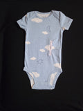 Gtube adapted bodysuit on blue with clouds and sun with words saying love you as big as the sky