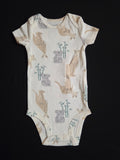 Gtube adapted bodysuit  on cream background with kangaroos and koalas with bamboo
