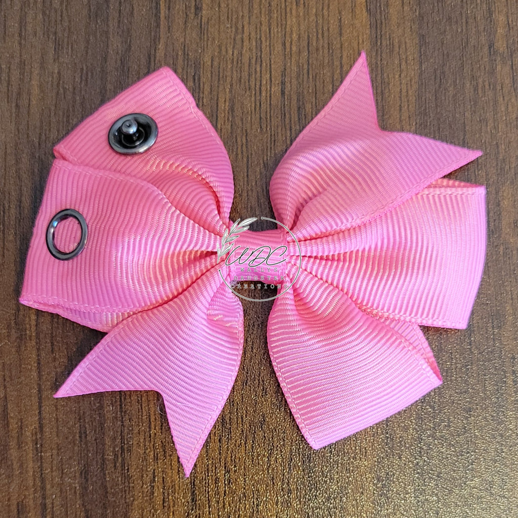 Pink hairbow with clip for NG/J Tubing