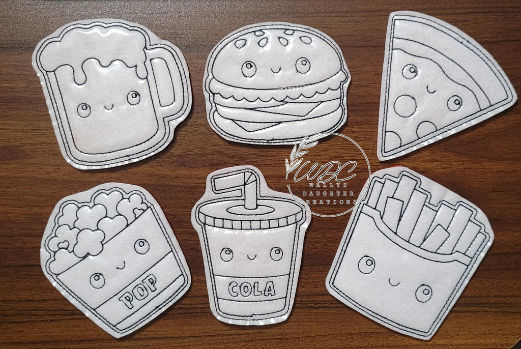 Wipeable coloring characters in Food items