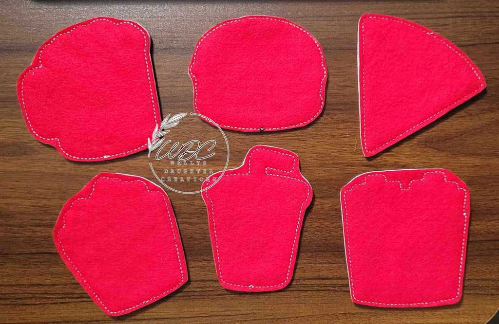 Back view of wipeable coloring characters in red backing