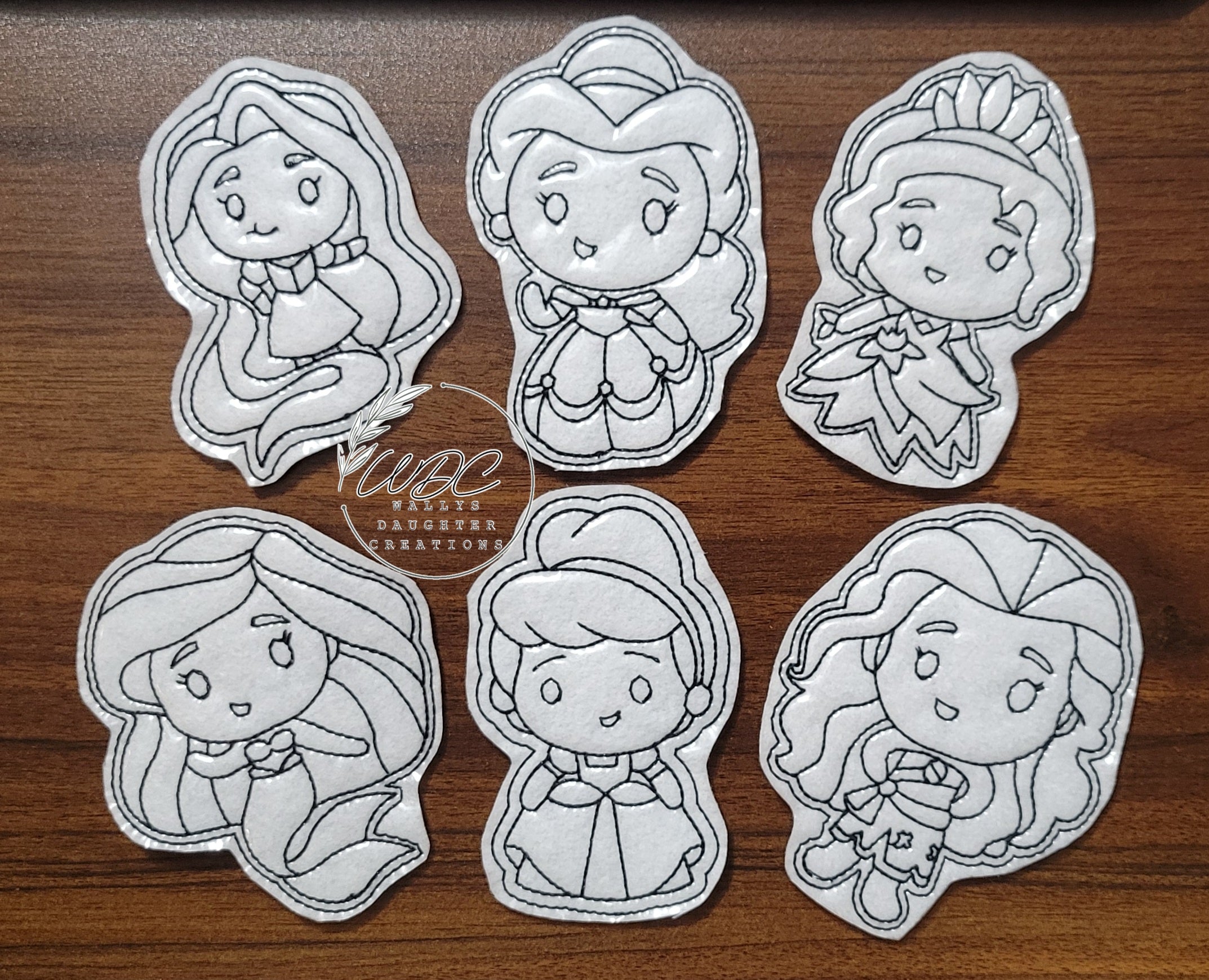 Wipeable coloring set in different princess characters