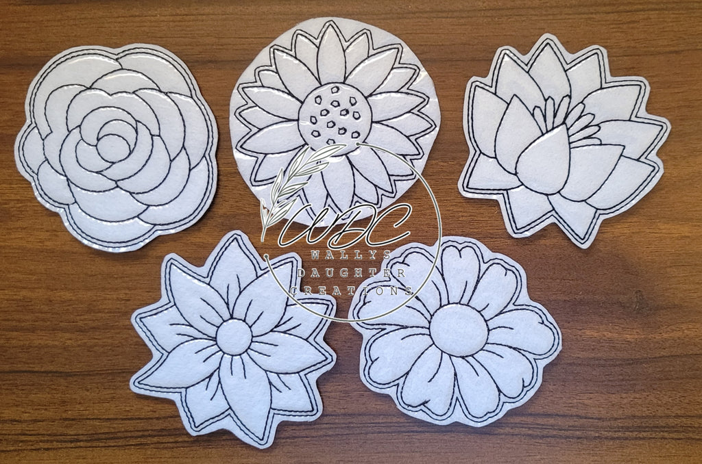 wipeable coloring pals in flower shapes set of 5