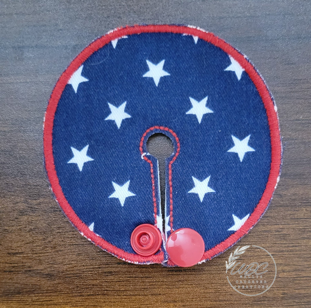 Gtube pad on blue with white stars and red thread outter