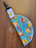 Clip on port cover with monkey character and bananas with balloons