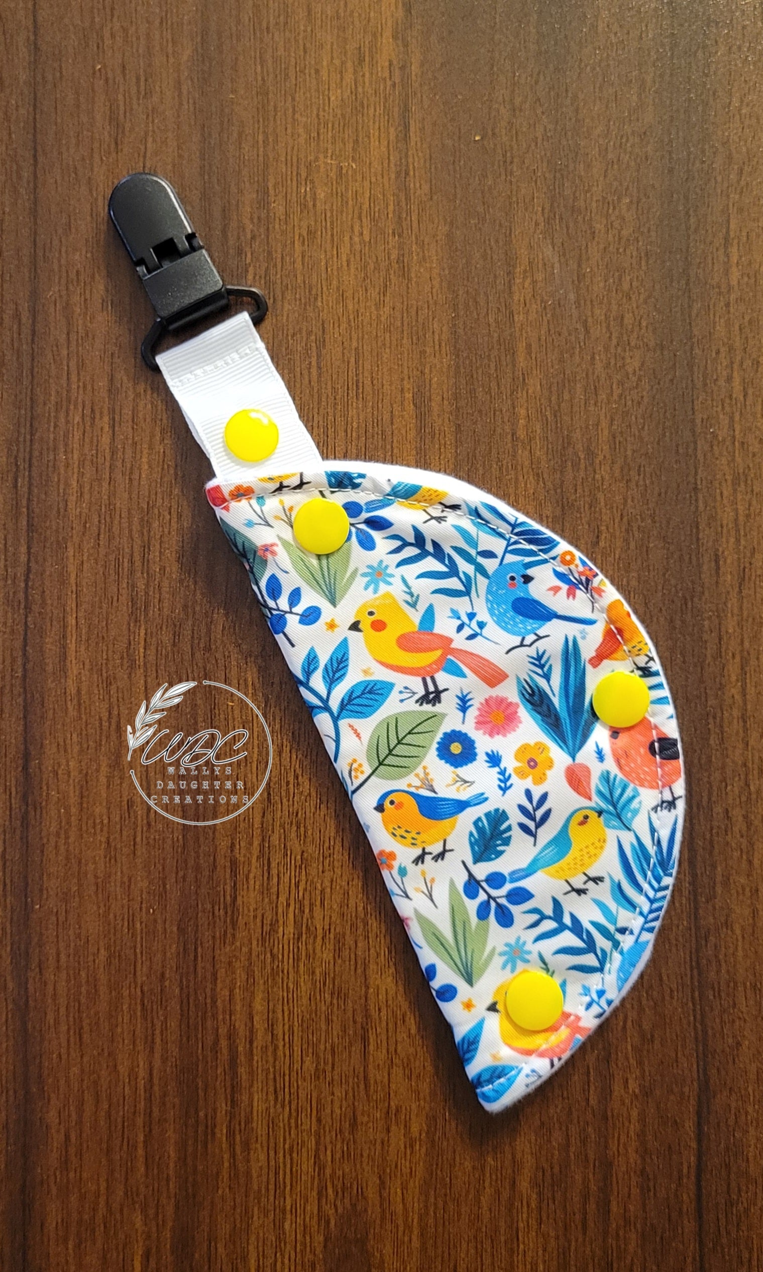 Clip on port cover with forest birds print