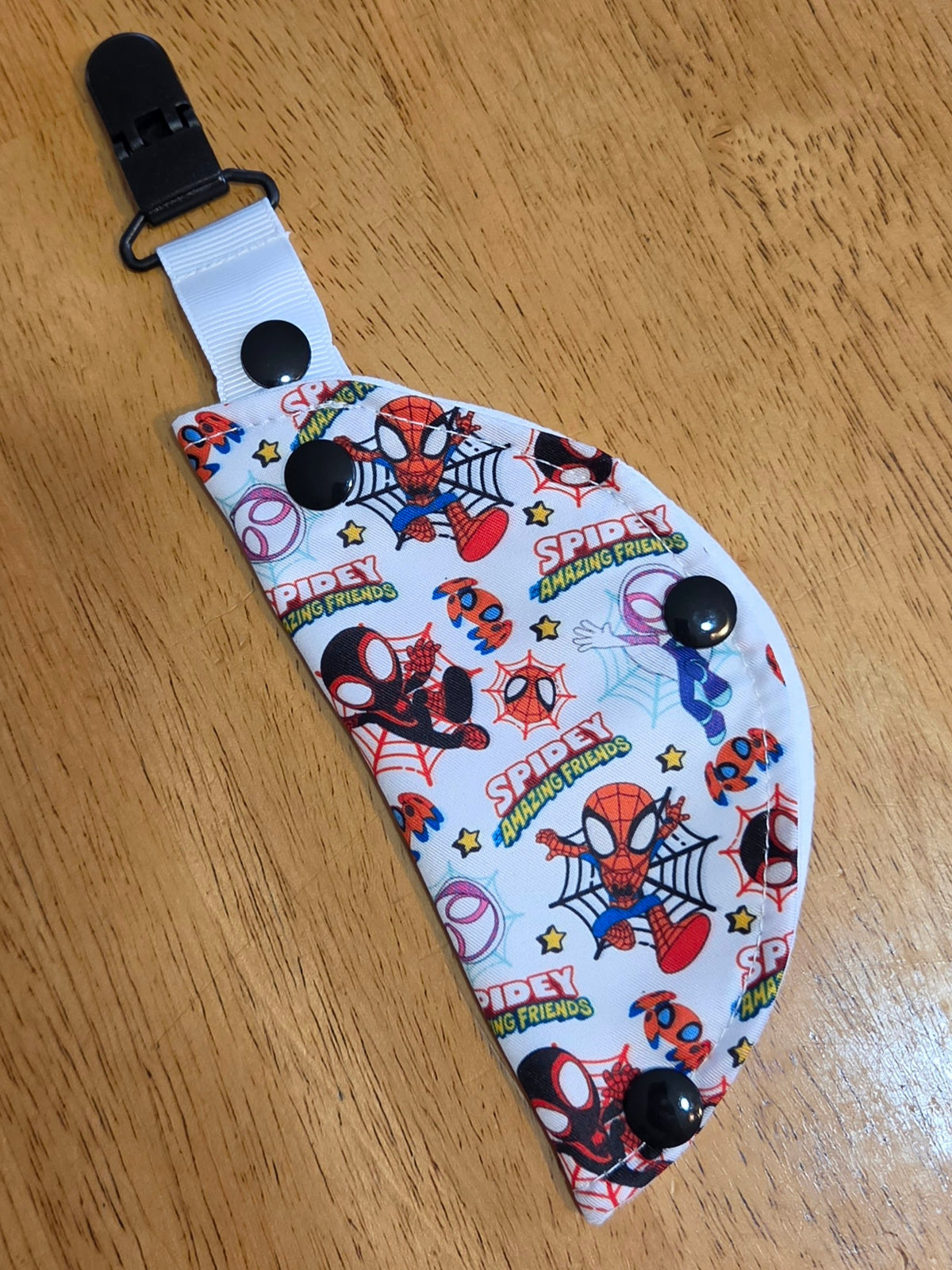 Clip on Feeding Tube port cover with Spider boy and friends character print
