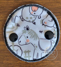 snap down cover gtube pad with black and white farm animals