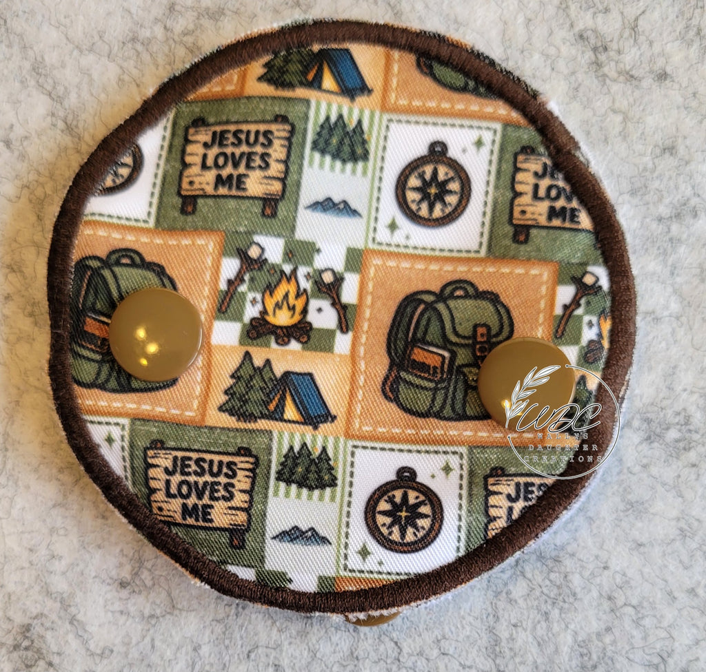 Snap Down Covered pad in camping theme