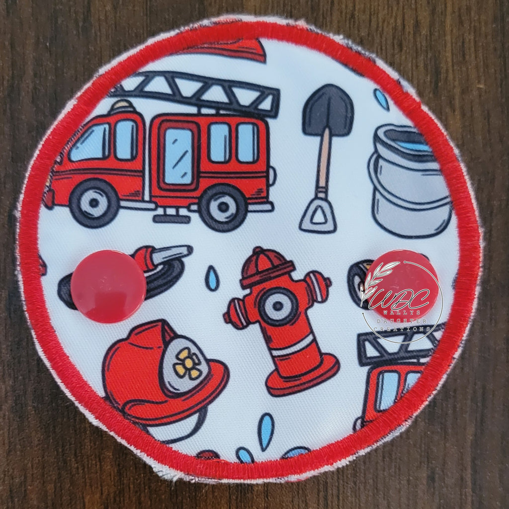 Snap Down Covered Pad in Firetruck Print