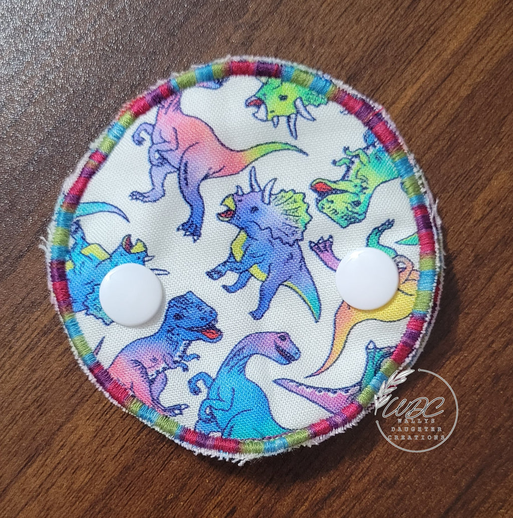 Covered Gtube pad with rainbow dino print