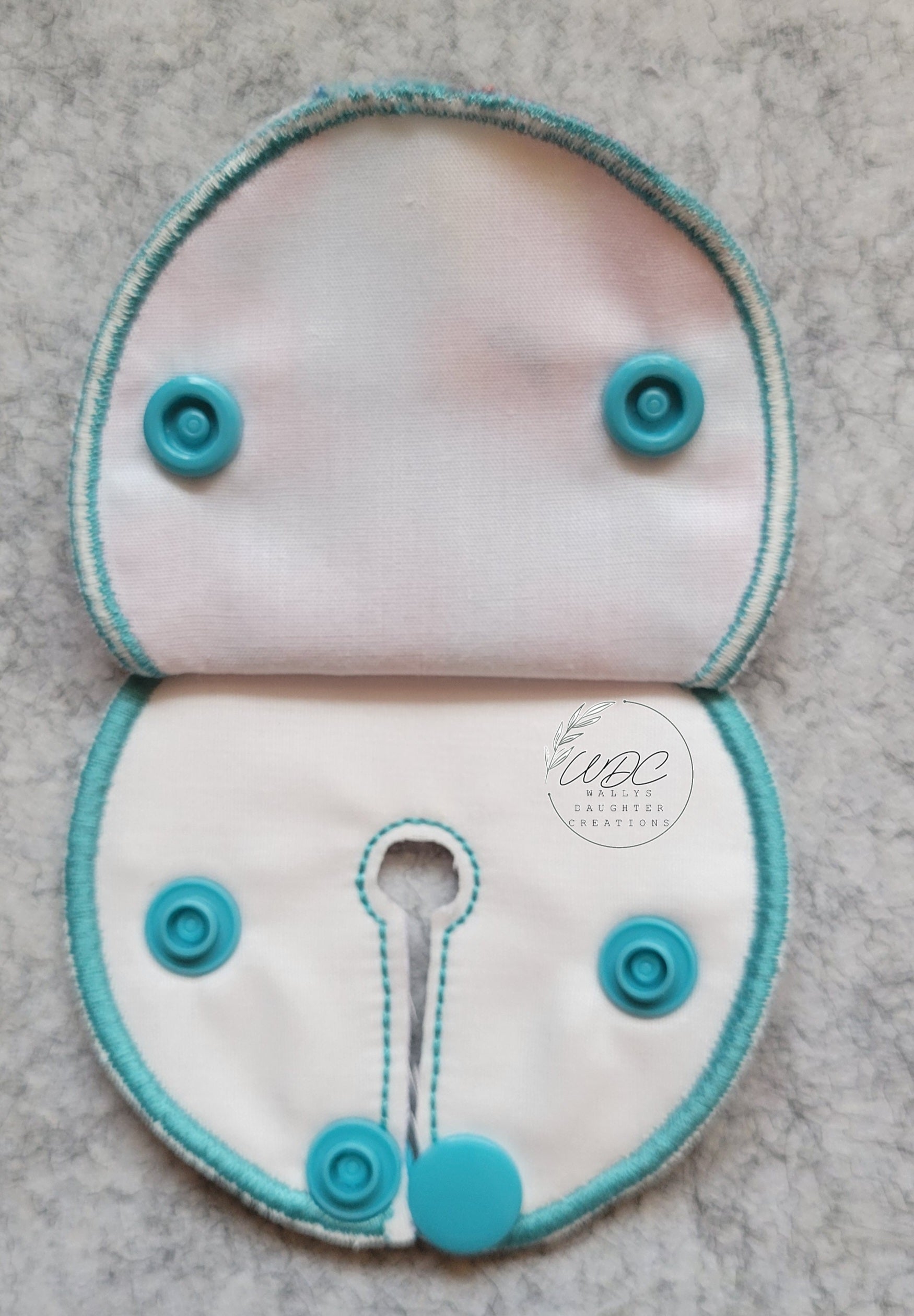 inside view of snap down covered gtube pad