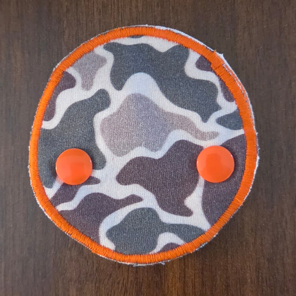 Cammo with orange trim snap down gtube pad