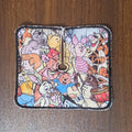 Trach pad with a stack collage of characters