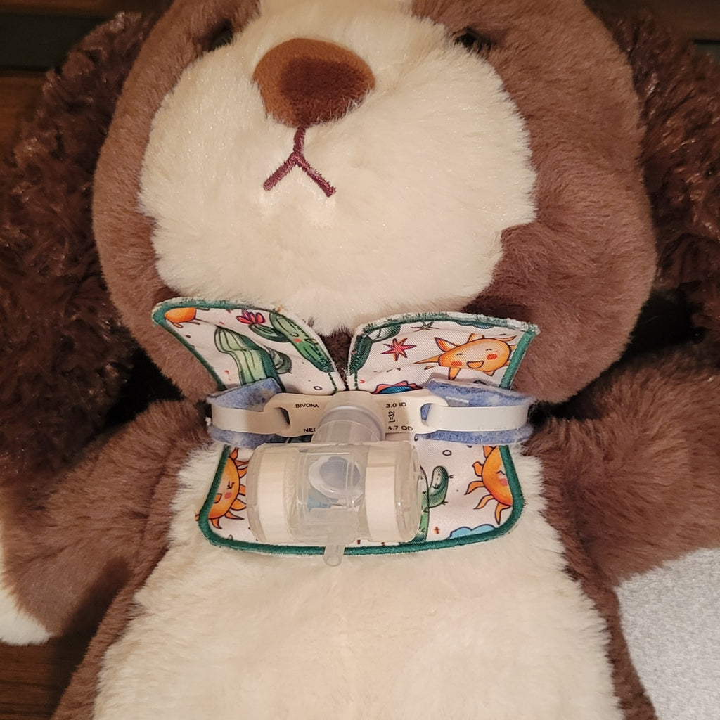 Stuffie Bear with a trach and trach pad