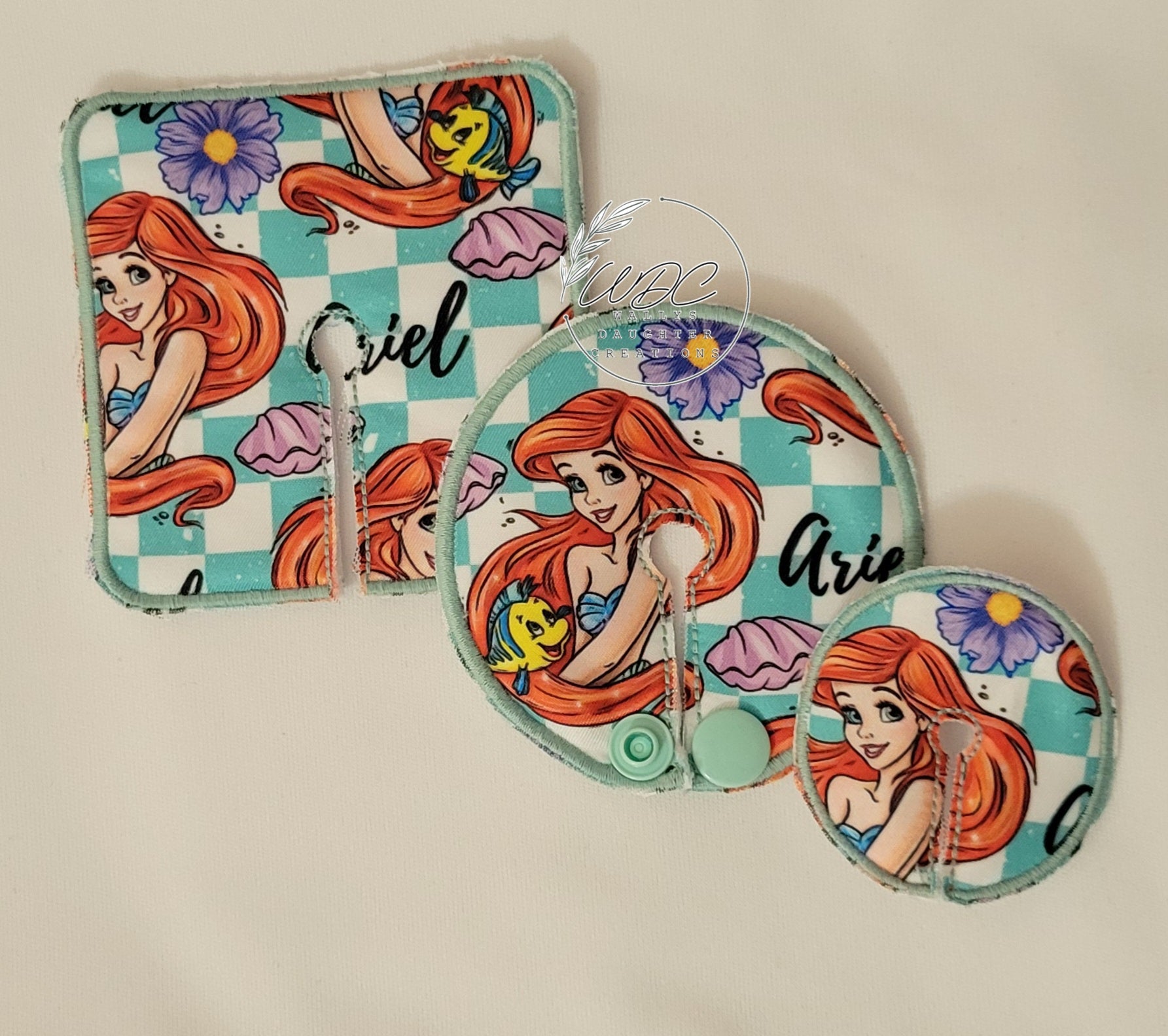Trach, gtube and stuffie tube set in ocean princess print