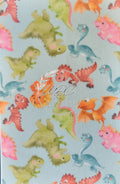 Sublimated Hypafix tape with baby dinos on light blue background