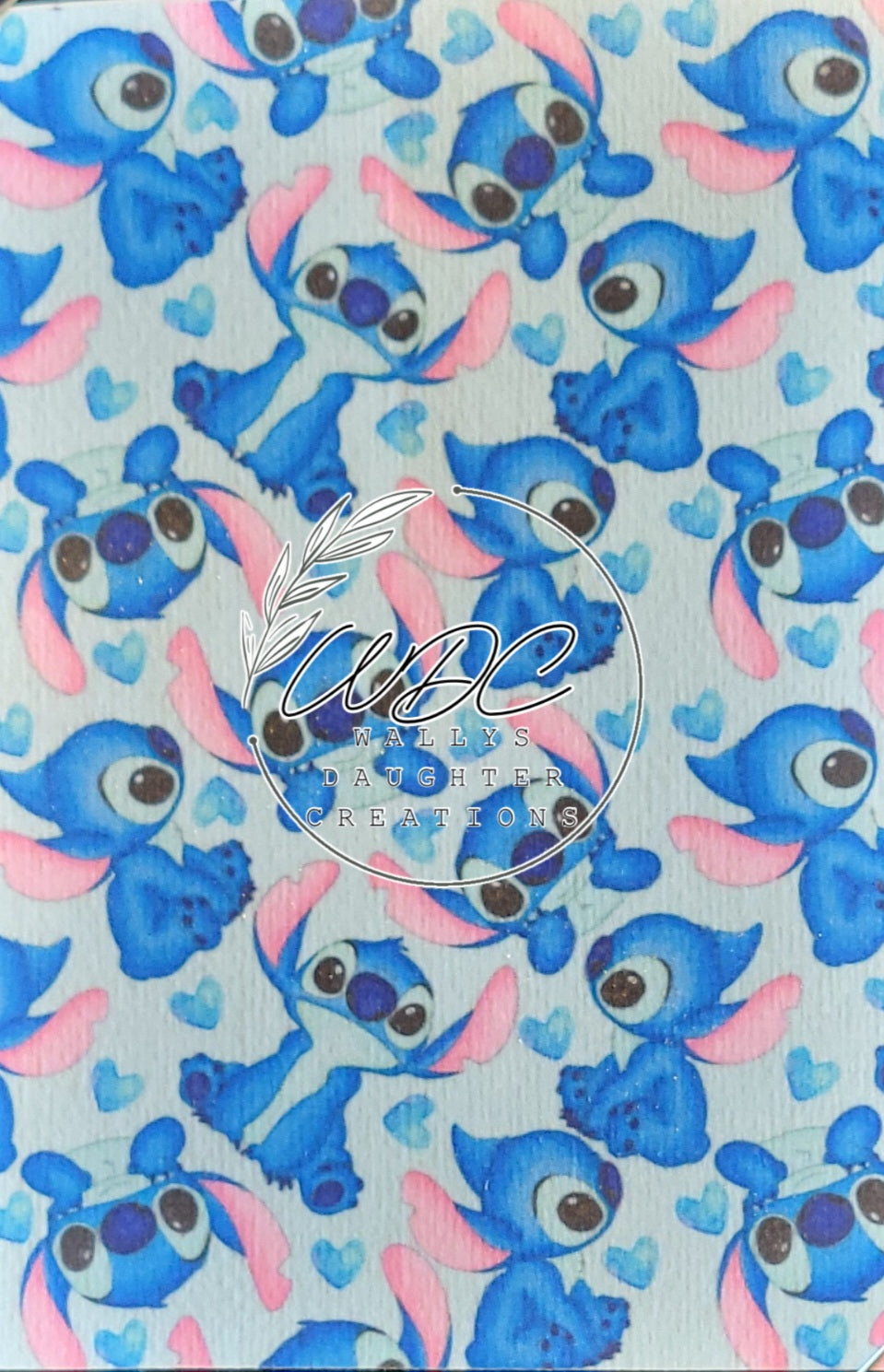 Sublimated Hypafix tape with experiment 626 character and blue hearts
