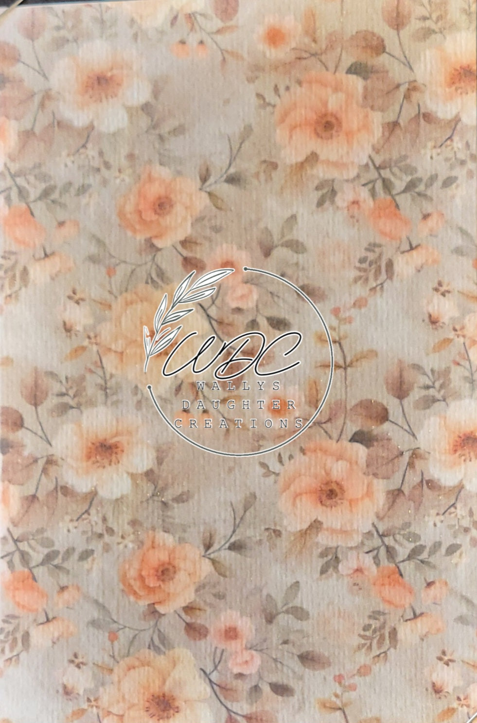 Sublimated Hypafix tape with muted floral on a beige grey background