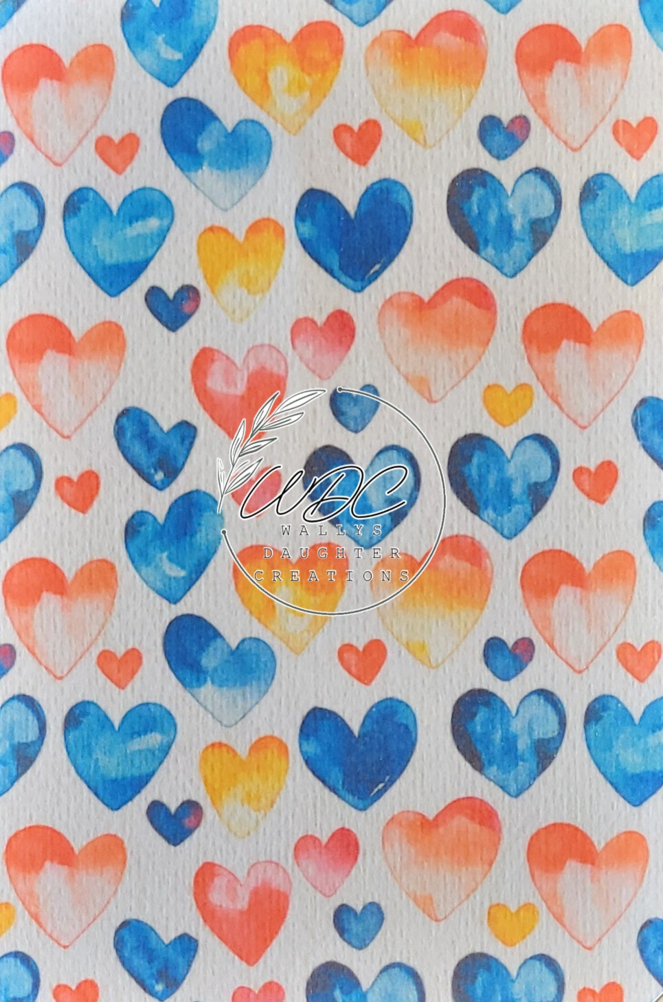 Sublimated Hypafix tape with multicolor hearts on white  background