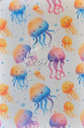 Sublimated hypafix tape with multicolor jellyfish on a white background