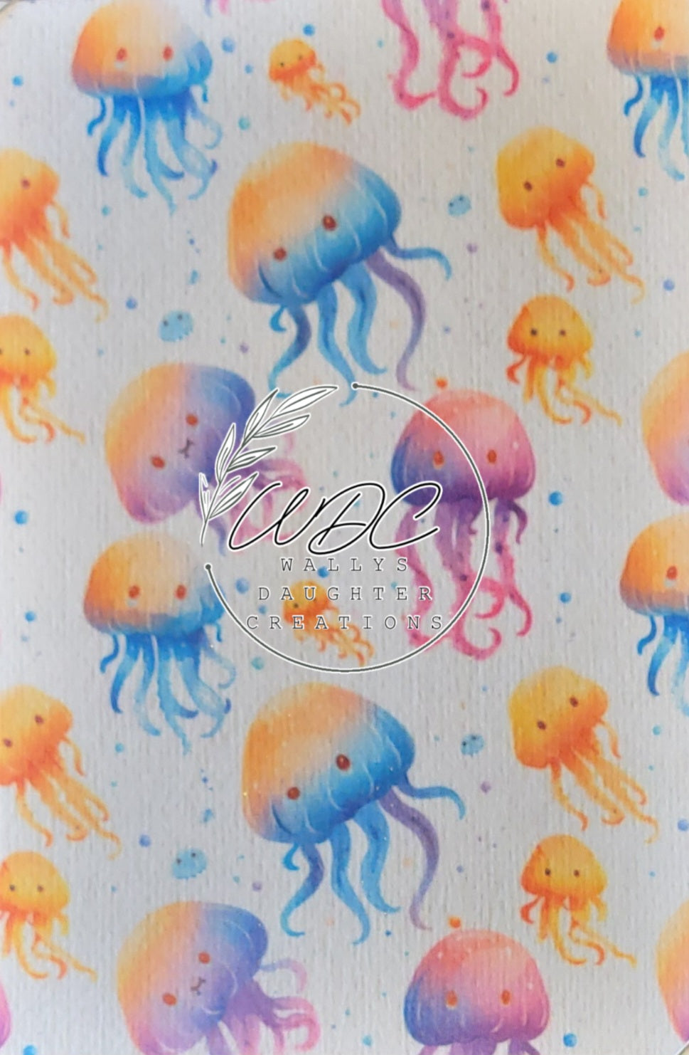 Sublimated hypafix tape with multicolor jellyfish on a white background