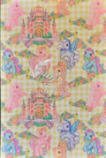 Sublimated Hypafix tape with ponies and castles on a checkered yellow background