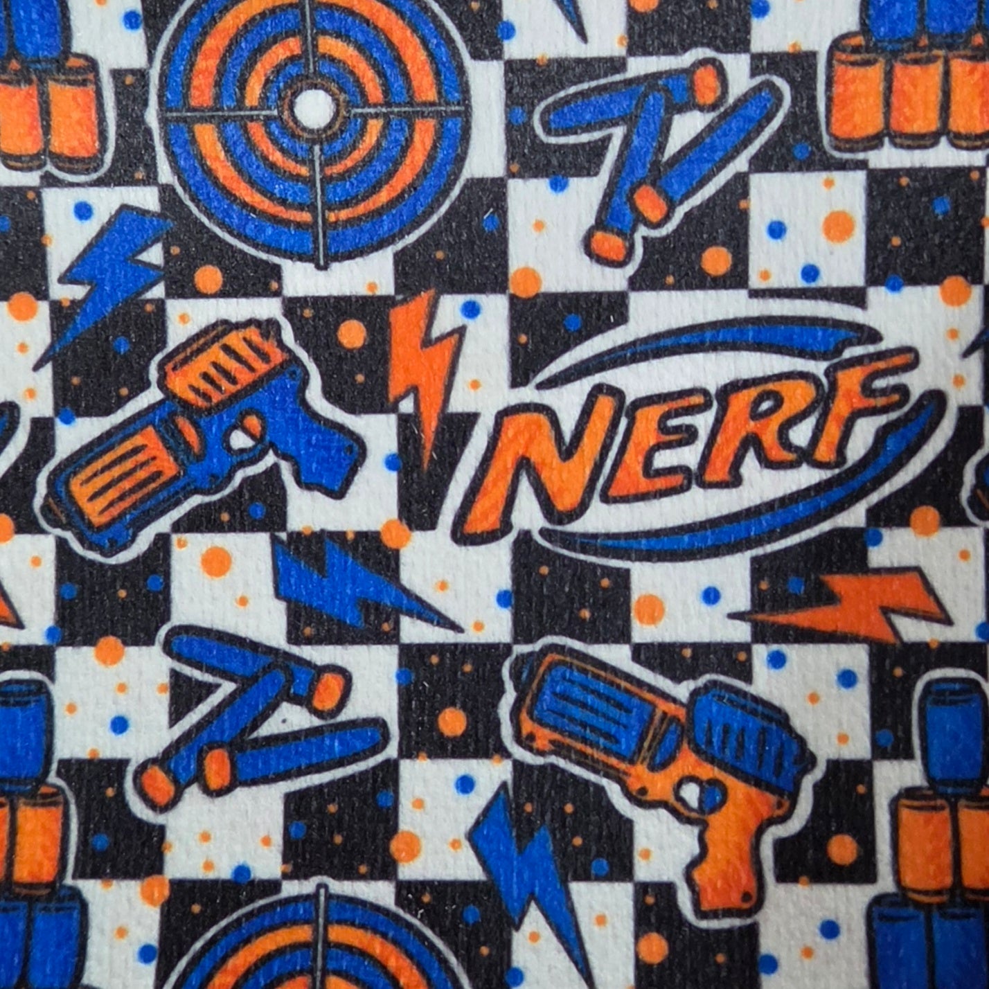 Hypafix tape with checkerboard and nerf gun items
