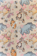 Sublimated Hypafix tape in bear, piglet, donkey and tiger characters on pink background