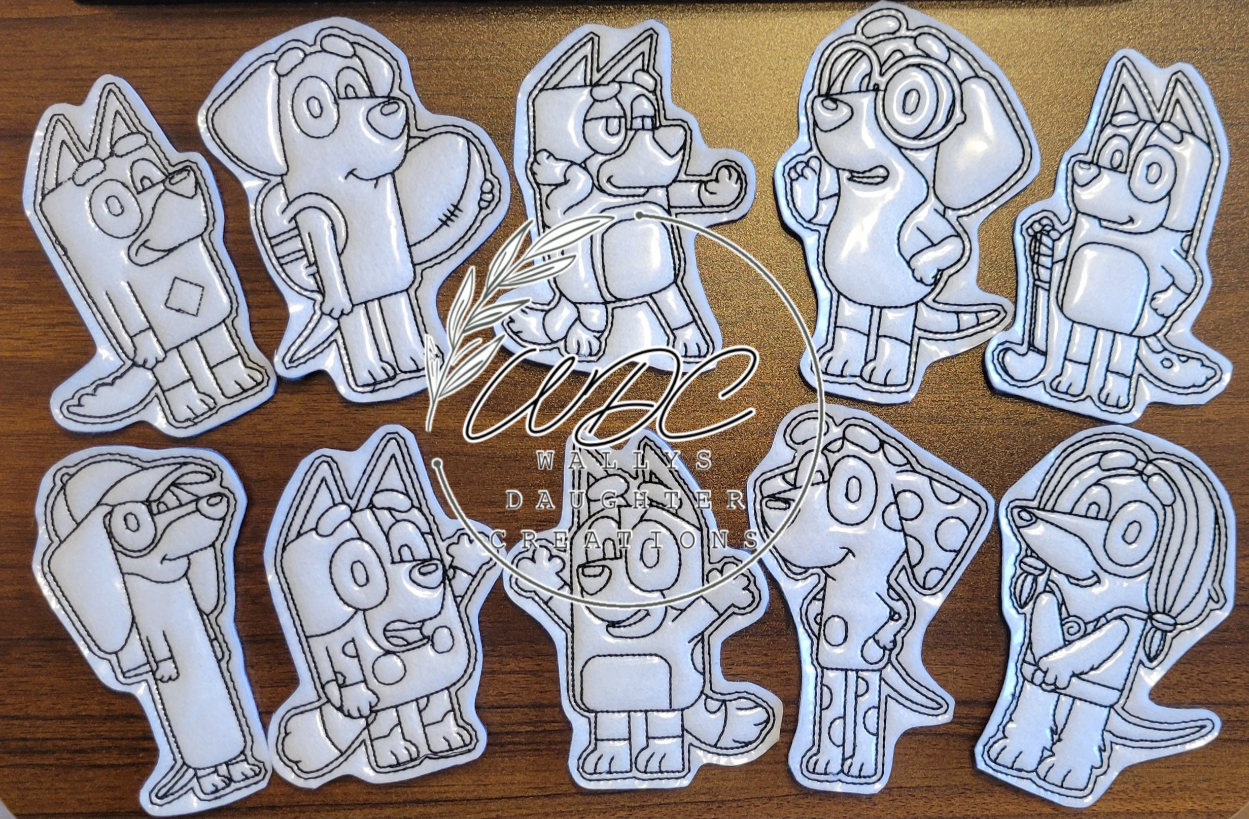 wipeable coloring pal Collage of 10 dogs from popular show