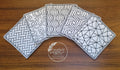 Set of 5 square wipeable coloring page blocks with different geometric designs