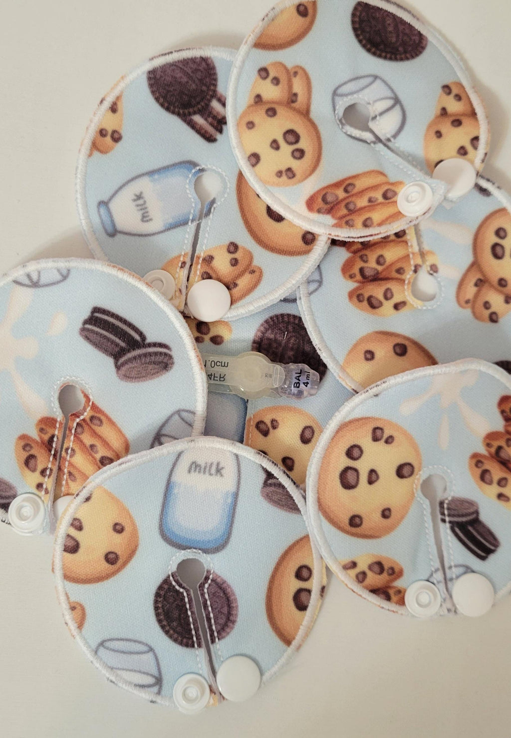 3" G Tube Pad, Cookies and Milk, Snap Closure