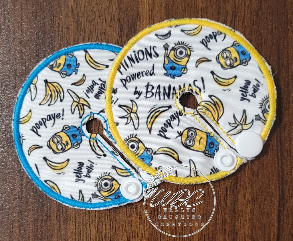 gtube pads in 2 thread color options with characters and bananas