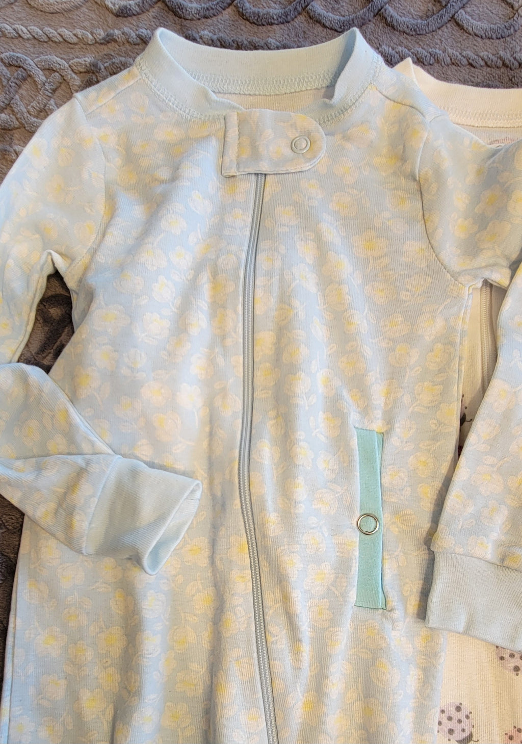 blue zip up pajama