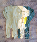 set of 3 green footed zipper pajamas