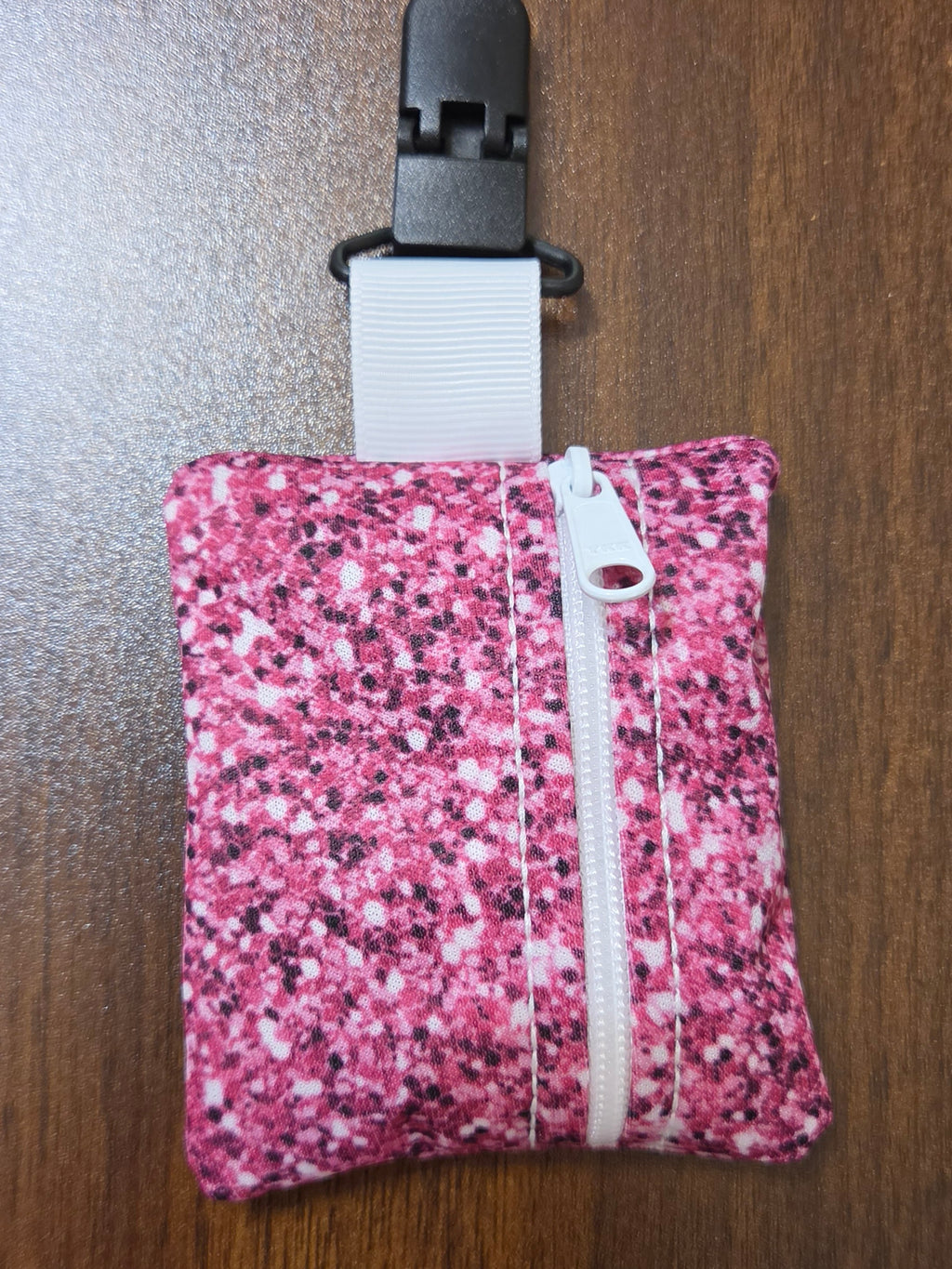 Pink Glitter--NG /NJ Tube Clip-on Zip Pouch