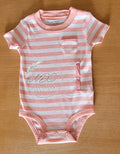Coral and cream striped bodysuit adapted for gtube access