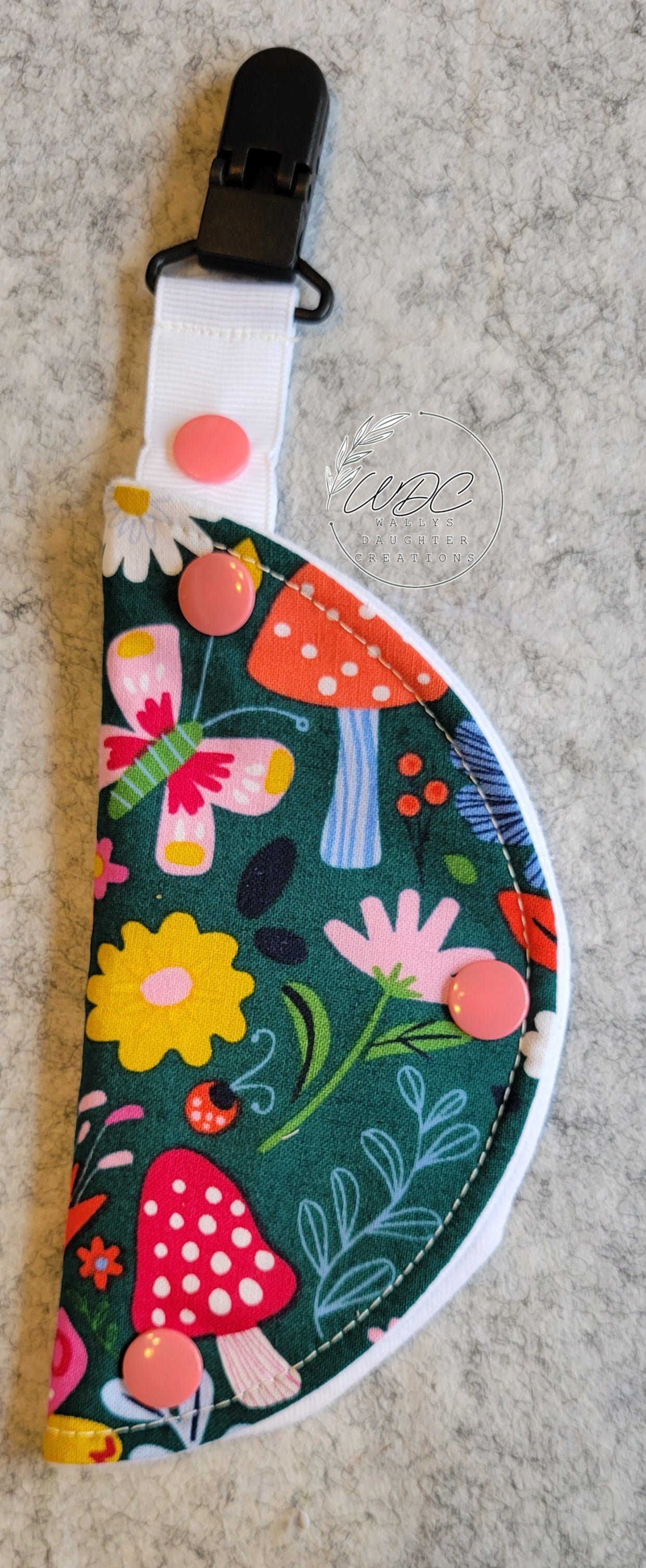Clip on Port cover in butterfly and mushroom print